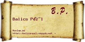 Balics Pál névjegykártya