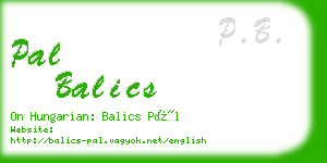 pal balics business card